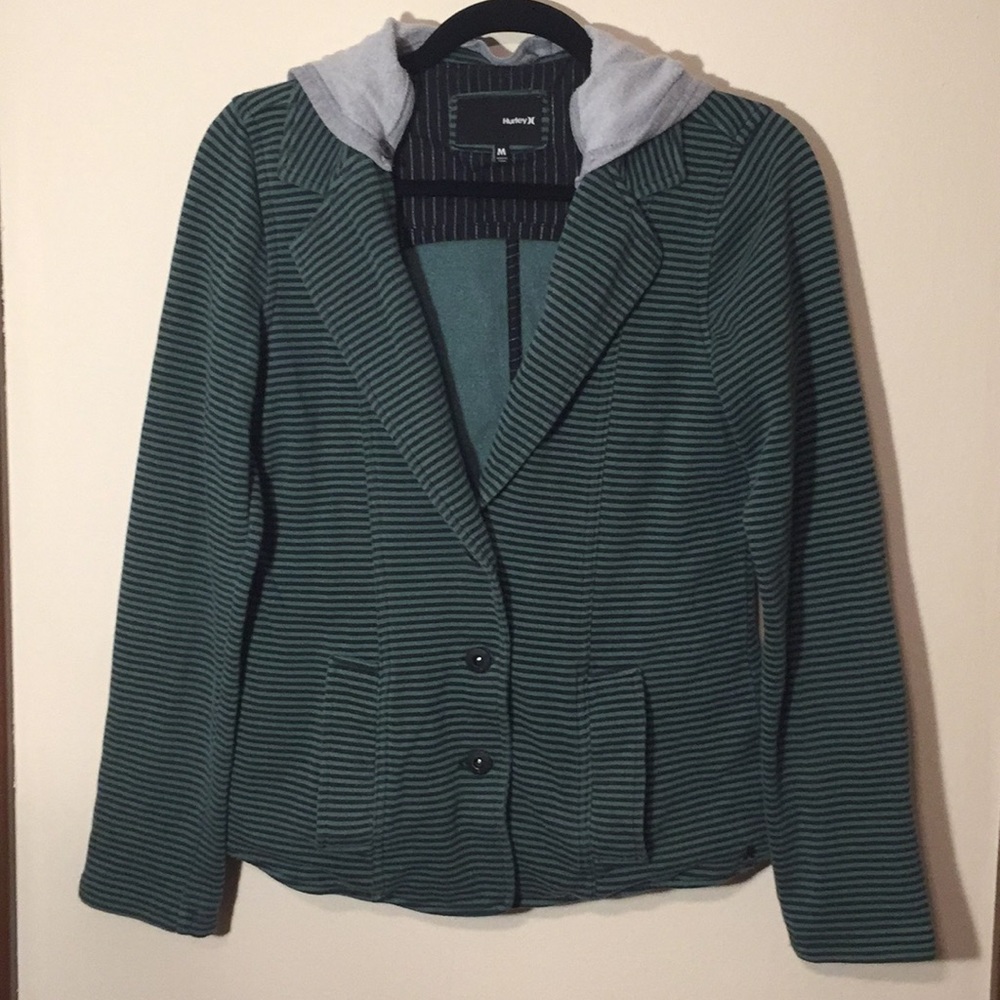 Striped hooded blazer